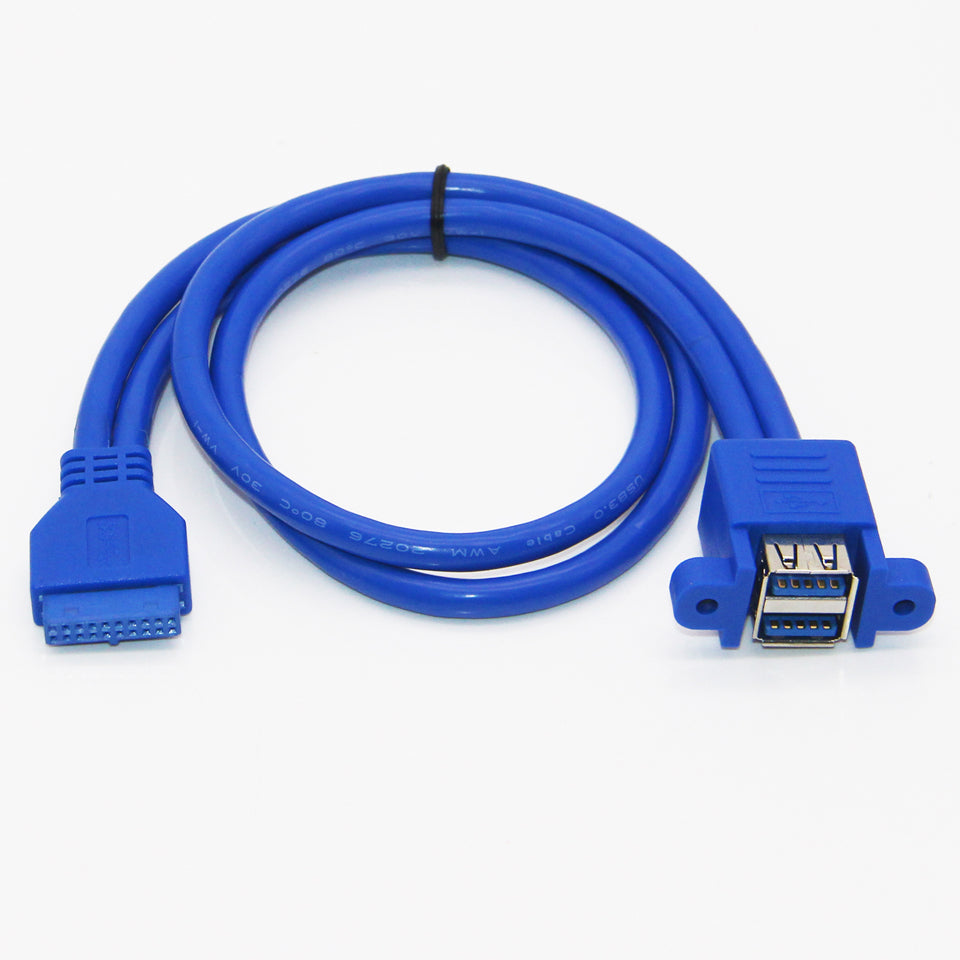 Motherboard 20Pin to Dual USB 3.0 A Female Panel Mount Cable 0.5m