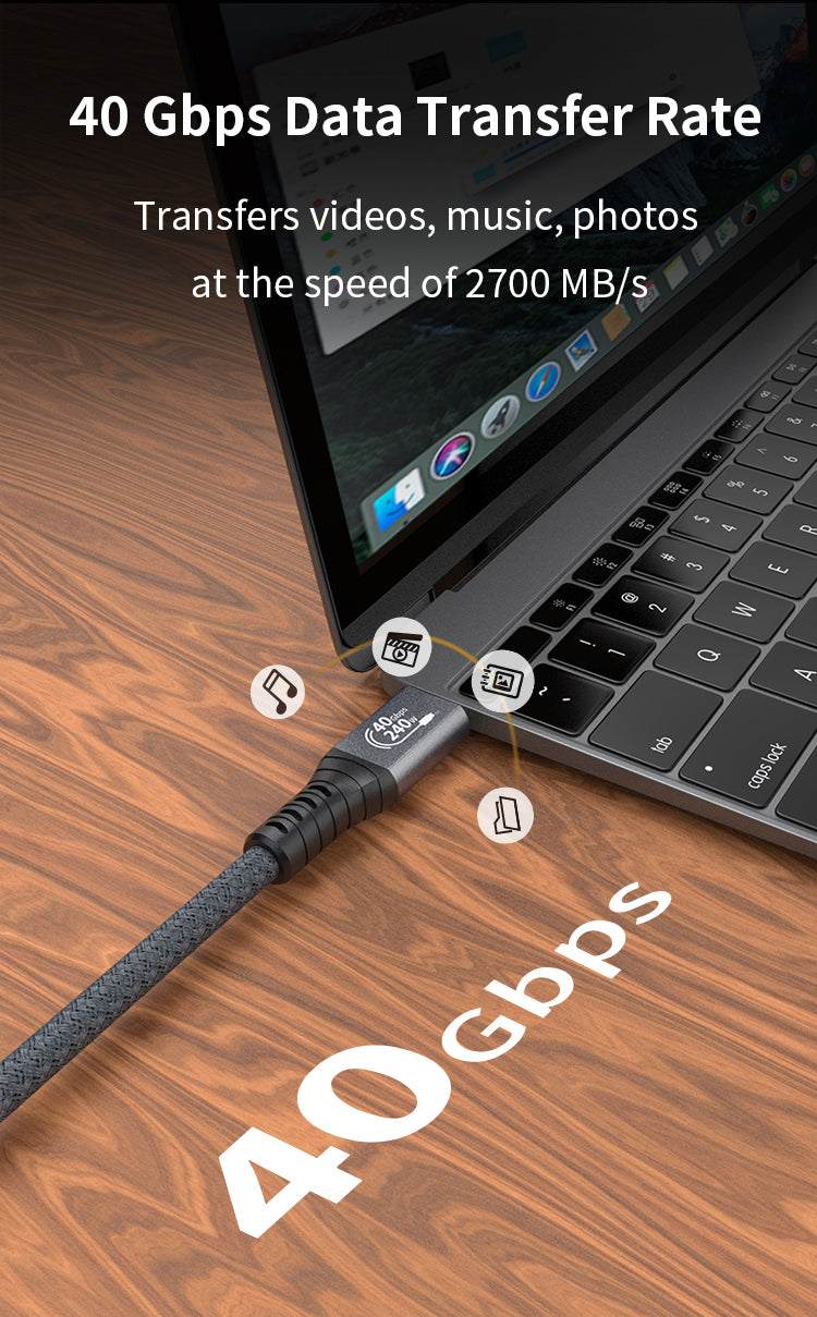 USB-C to USB-C USB 4.0 Cable 40Gbps 8K PD3.1 5A 240W 1m