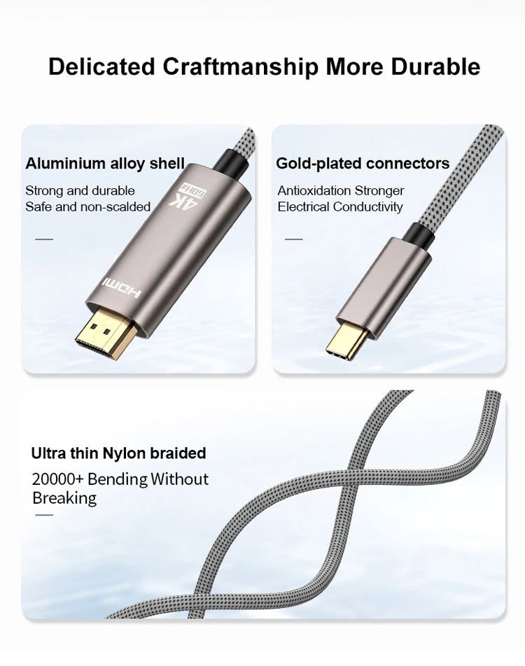 USB C to Displayport 1.4 + Type C Female Power Supply Video Cable 8K@60HZ 2m