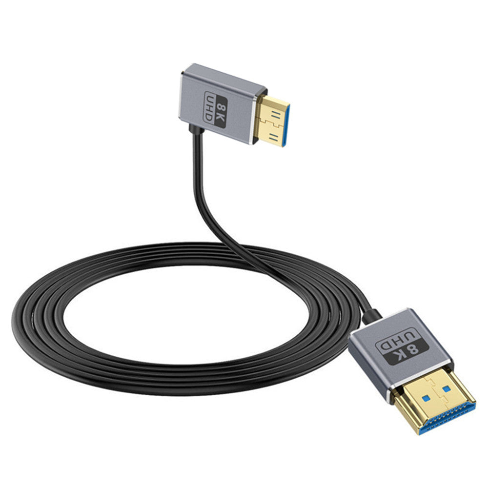 Mini HDMI to HDMI 2.1 Coaxial Extreme Slim Cable,  8K@60H Ultra High Speed 48Gbps | Left Angle