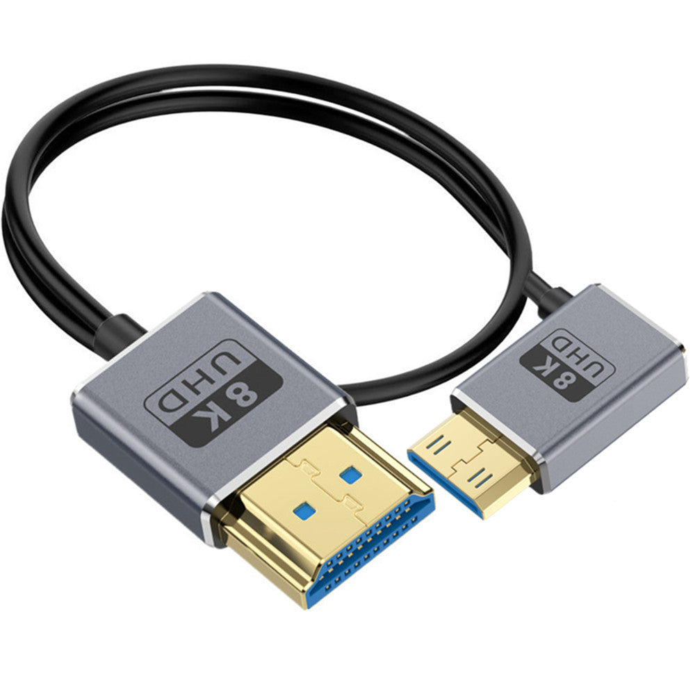 Mini HDMI to HDMI 2.1 Coaxial Extreme Slim Cable,  8K@60H Ultra High Speed 48Gbps | Left Angle