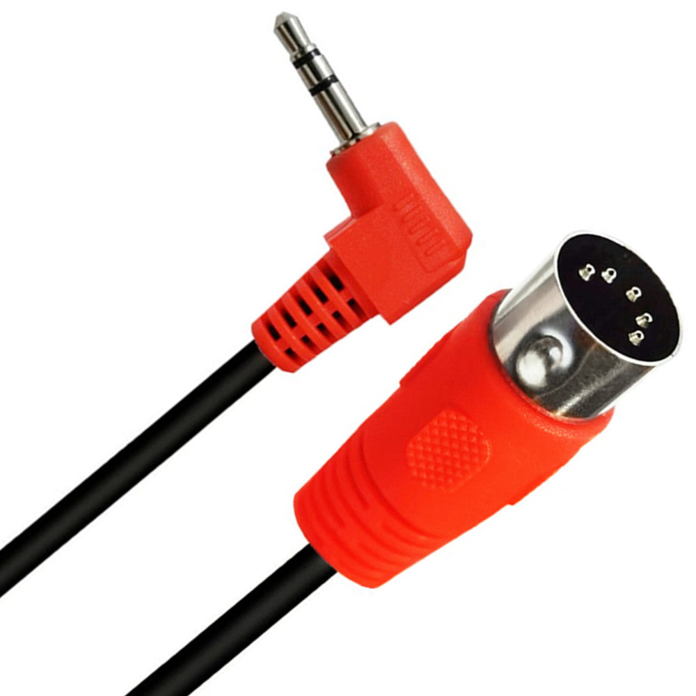 5-Pin Din Male to 3.5mm Angled AUX TRS Audio Cable