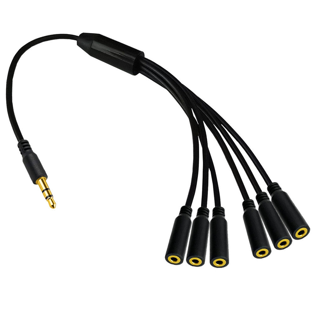 3.5mm (1/8") TRRS 3-Pole/2-Rings Male to 6x Female 3.5mm TRRS 3-Pole/2-Rings Stereo Splitter Audio Cable 0.5m