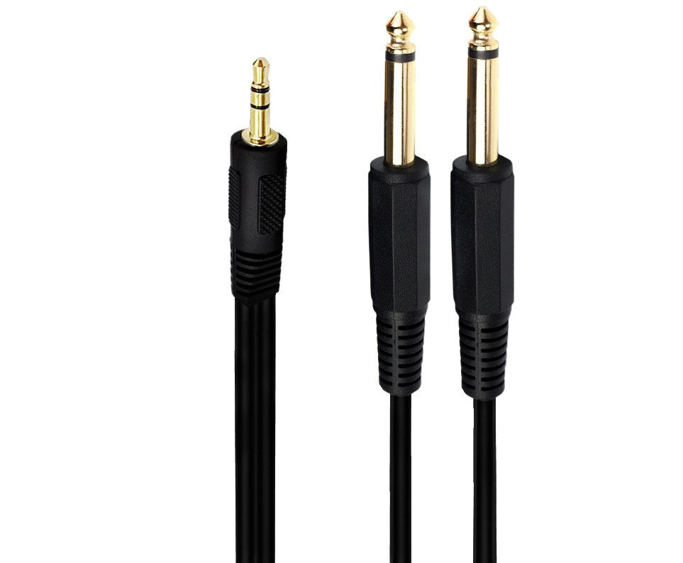 3.5mm 1/8" TRS to 2 x 6.35mm 1/4" TS Mono Y Cable Splitter Cable