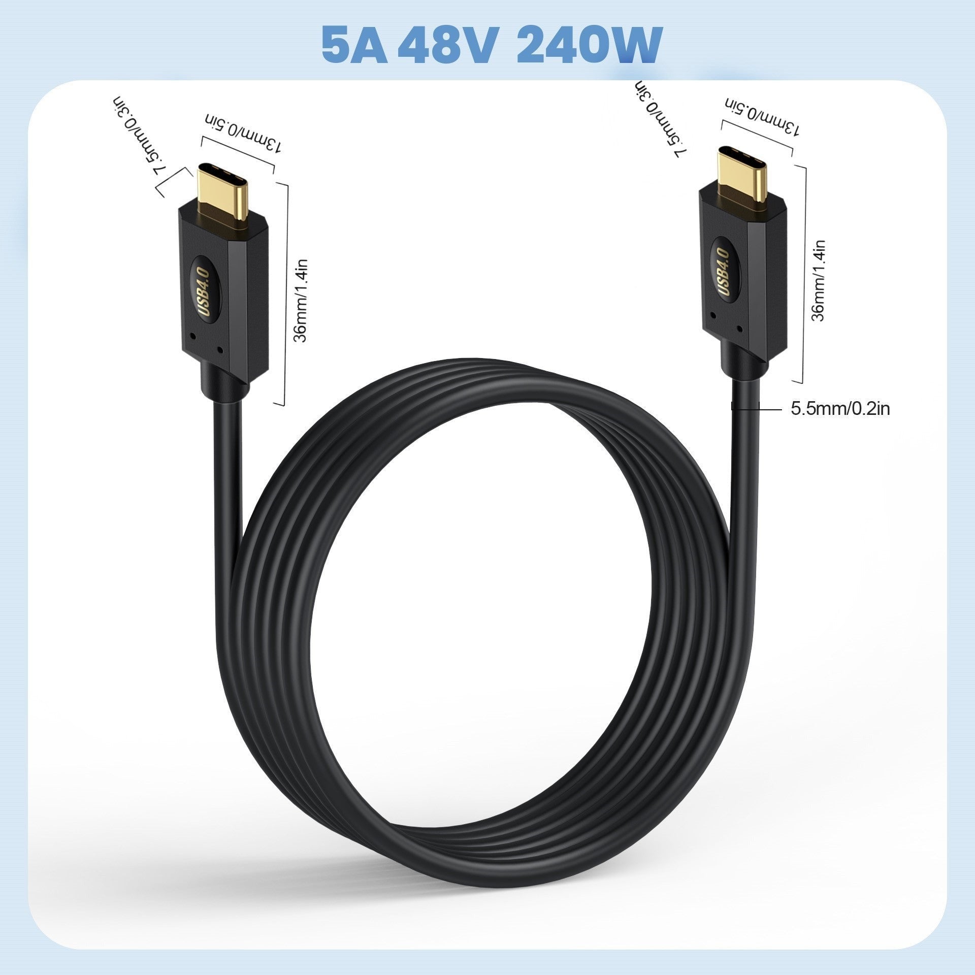 USB C High Speed Transmission USB4 Cable 240W 40Gbps 8K 60Hz