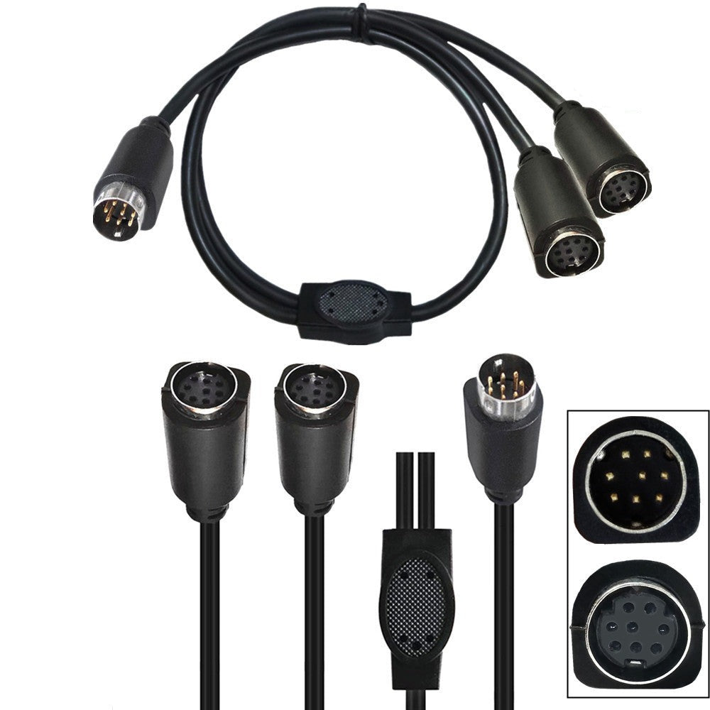 Mini Din 8-Pin Male to Dual Female Y Splitter Audio Cable 0.5m
