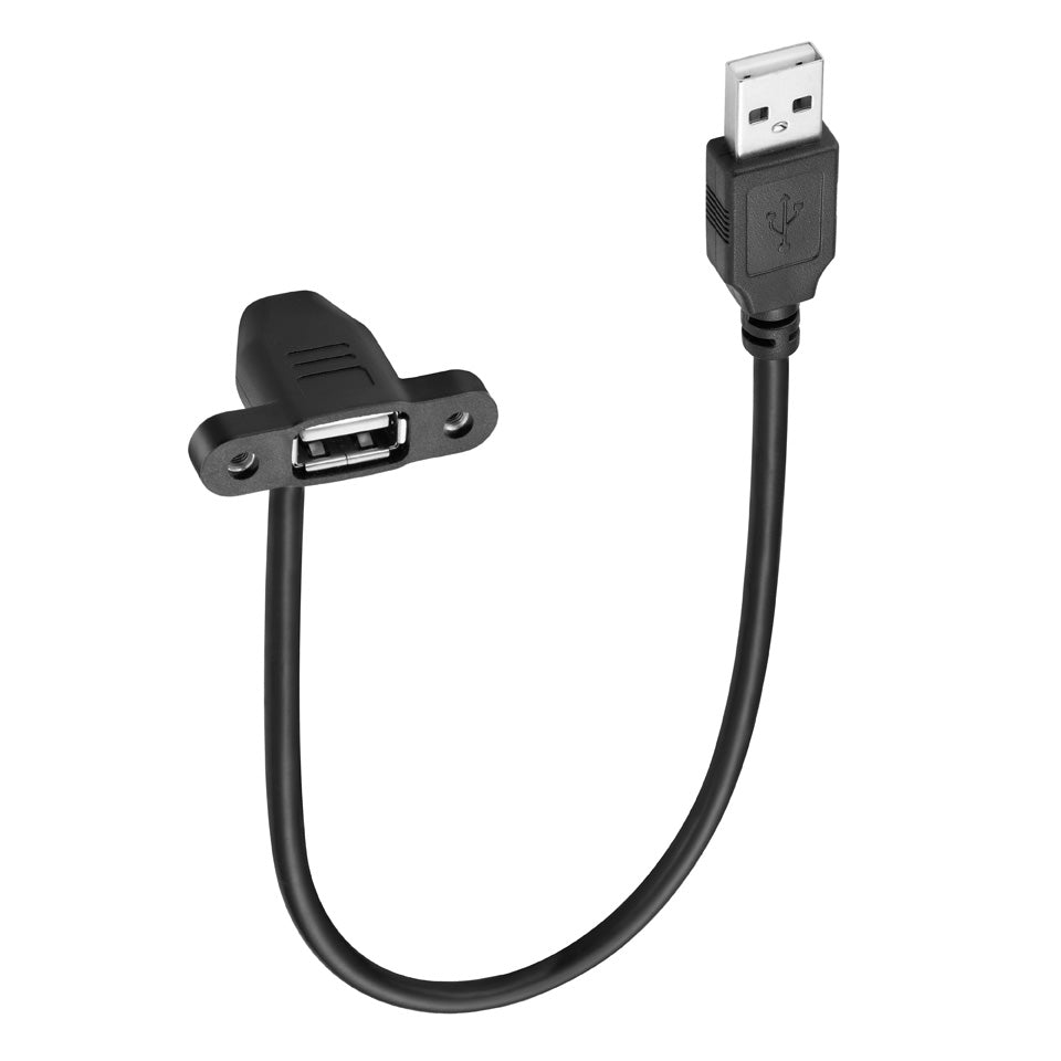 USB 2.0 A Male to Female Angled Panel Mount Extension Cable 0.5m