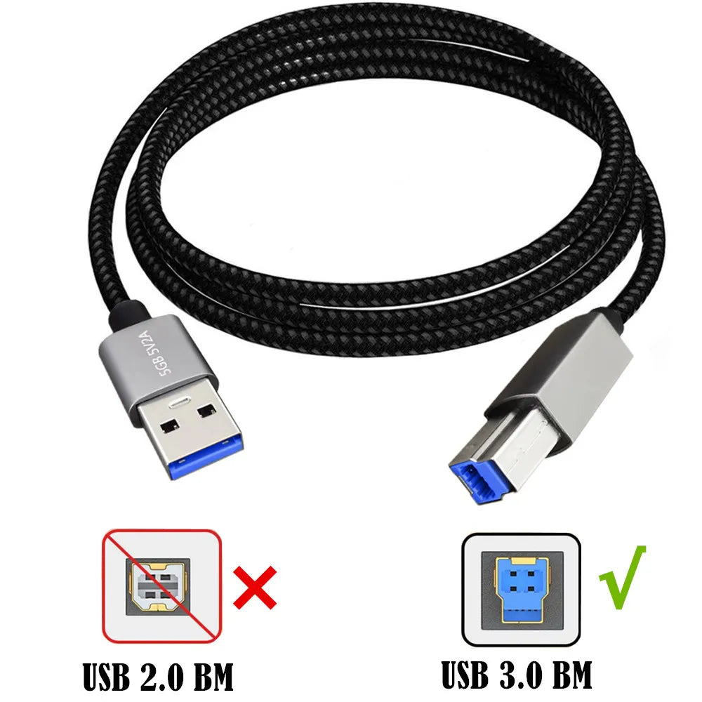 USB 3.0 A Male to Type B Male Super Speed Flexible Printer Cable