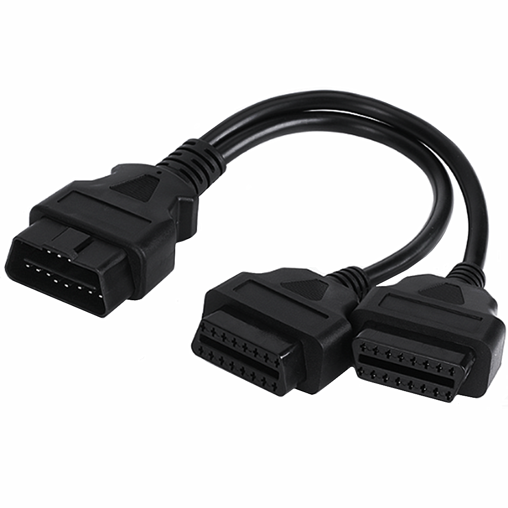 OBD2 OBD II 16Pin Male to Dual Female Splitter Cable 0.3m