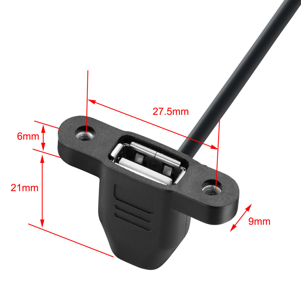 USB 2.0 A Male to Female Angled Panel Mount Extension Cable 0.5m