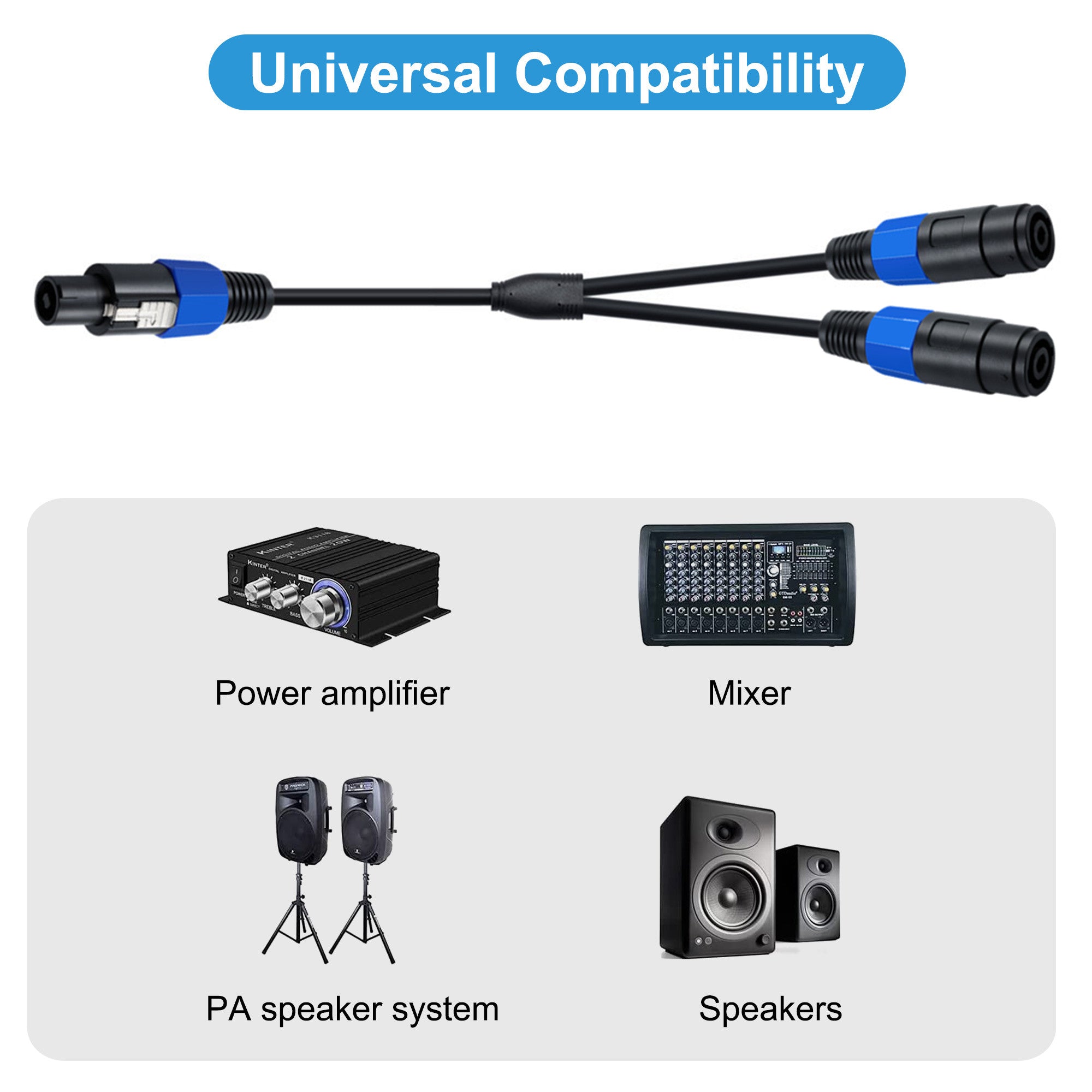 Speaker Male to Dual Female Break Out Cable 0.5m