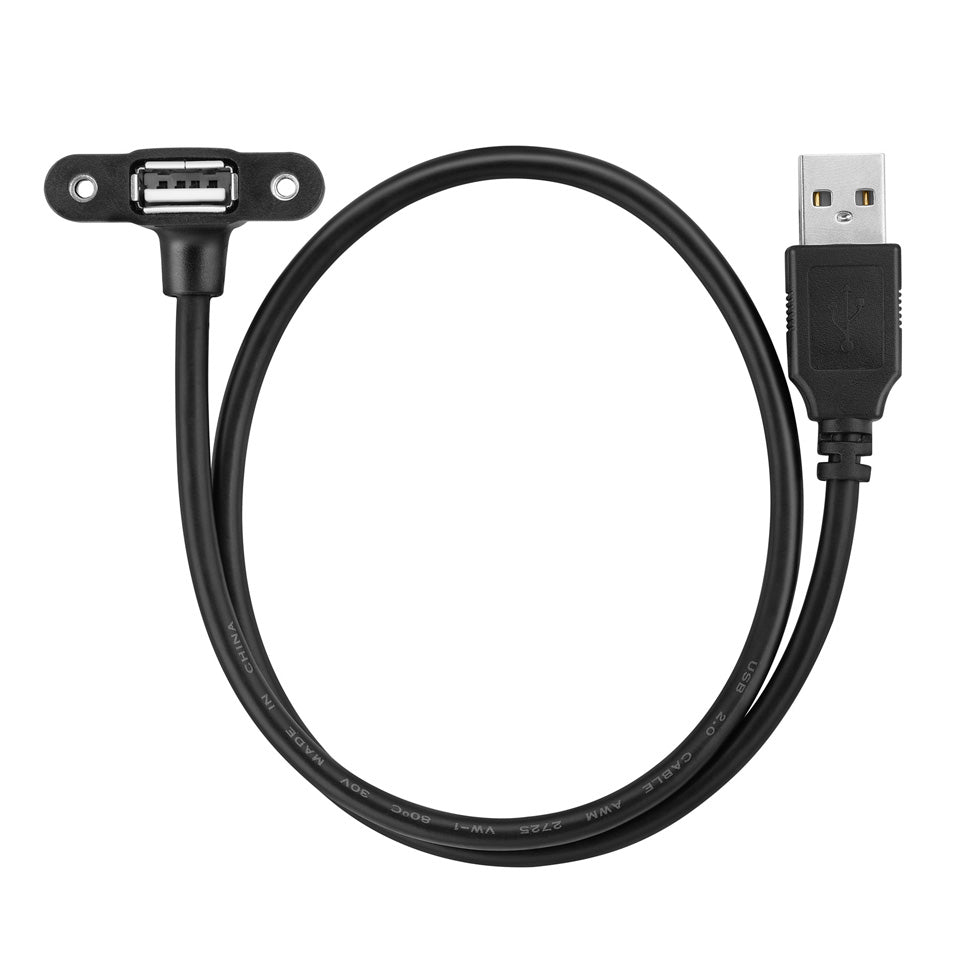 USB 2.0 A Male to Female Angled Panel Mount Extension Cable 0.5m