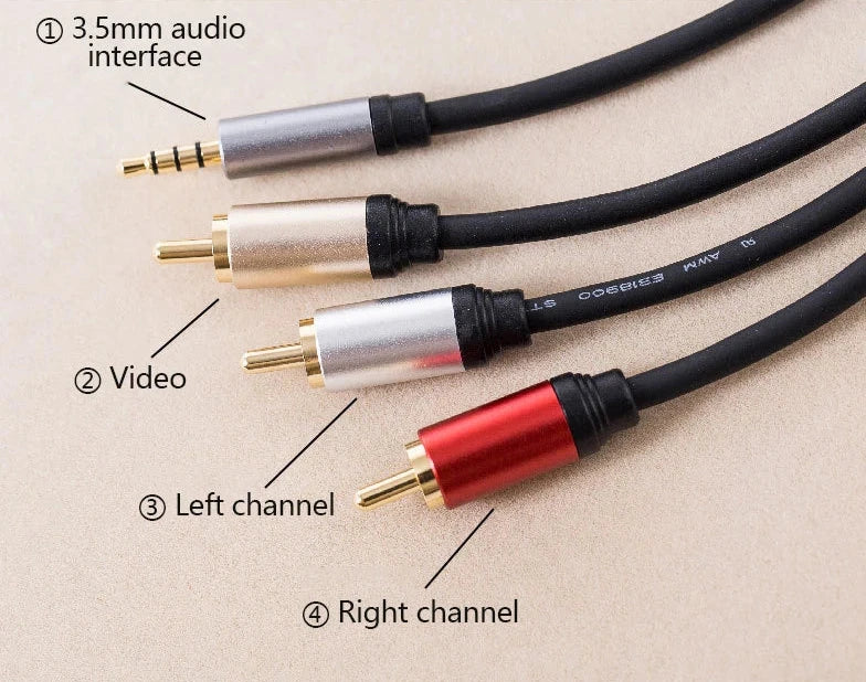 3.5mm Jack to 3 x RCA Stereo Audio Video Cable 1.8m