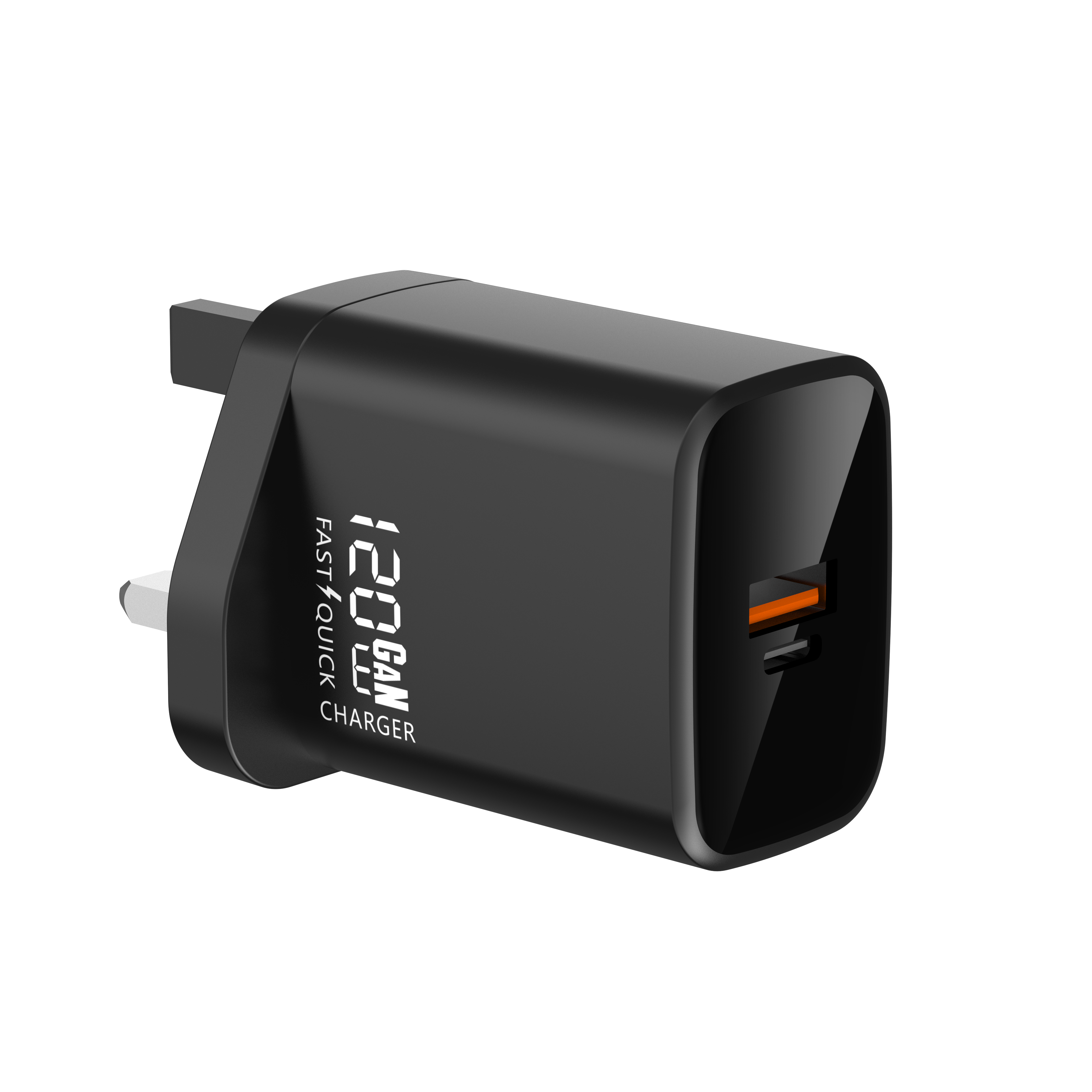 120W USB C Charger, GaN Tech 2Ports Fast PD Charging | UK 3Pins Travel Adapter | 1 x USB Port and 1 x USB C Port