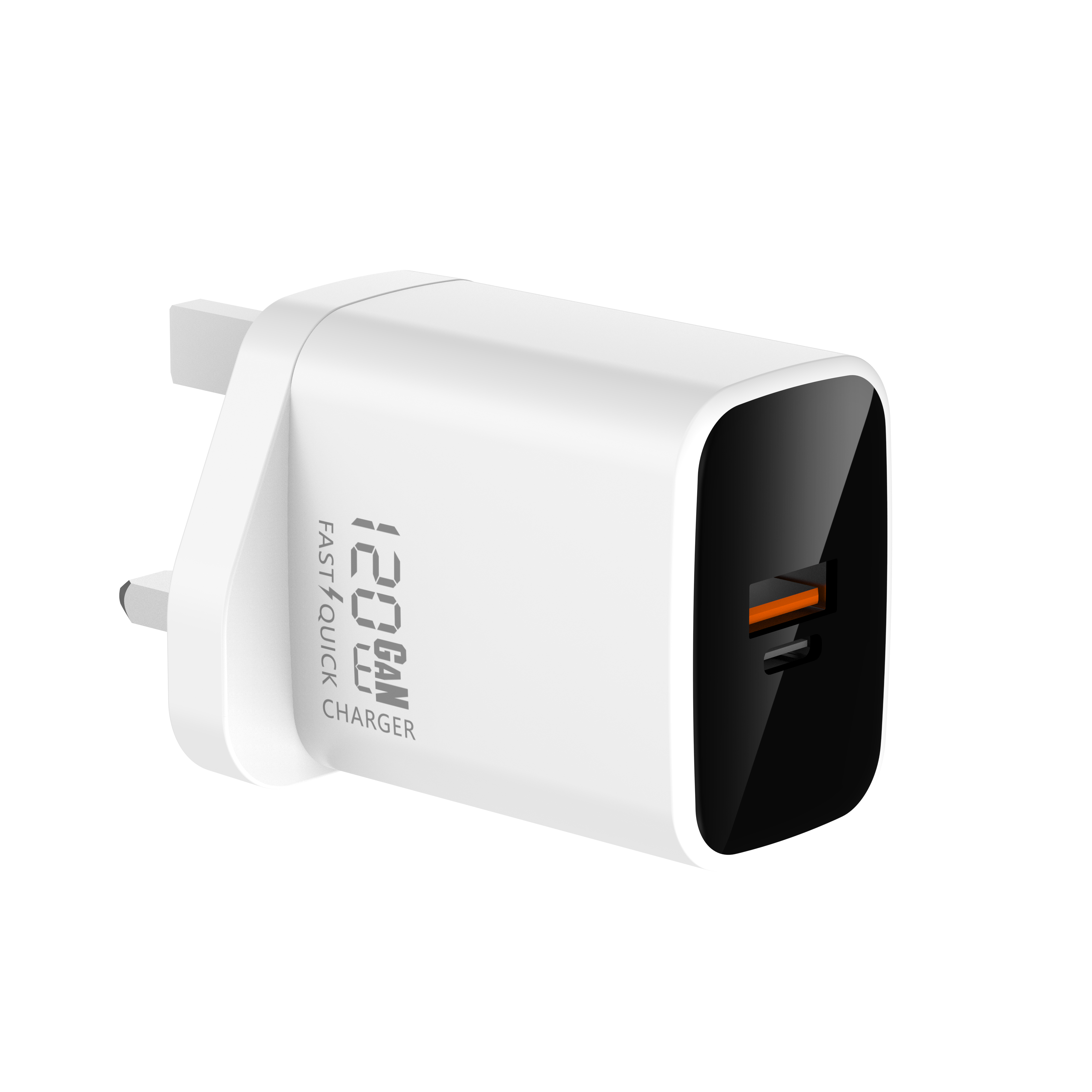 120W USB C Charger, GaN Tech 2Ports Fast PD Charging | UK 3Pins Travel Adapter | 1 x USB Port and 1 x USB C Port