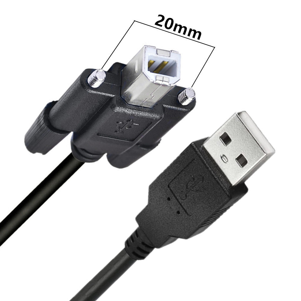 USB 2.0 Printer Cable, USB A Male to USB B Male Screw Panel Mount Cable