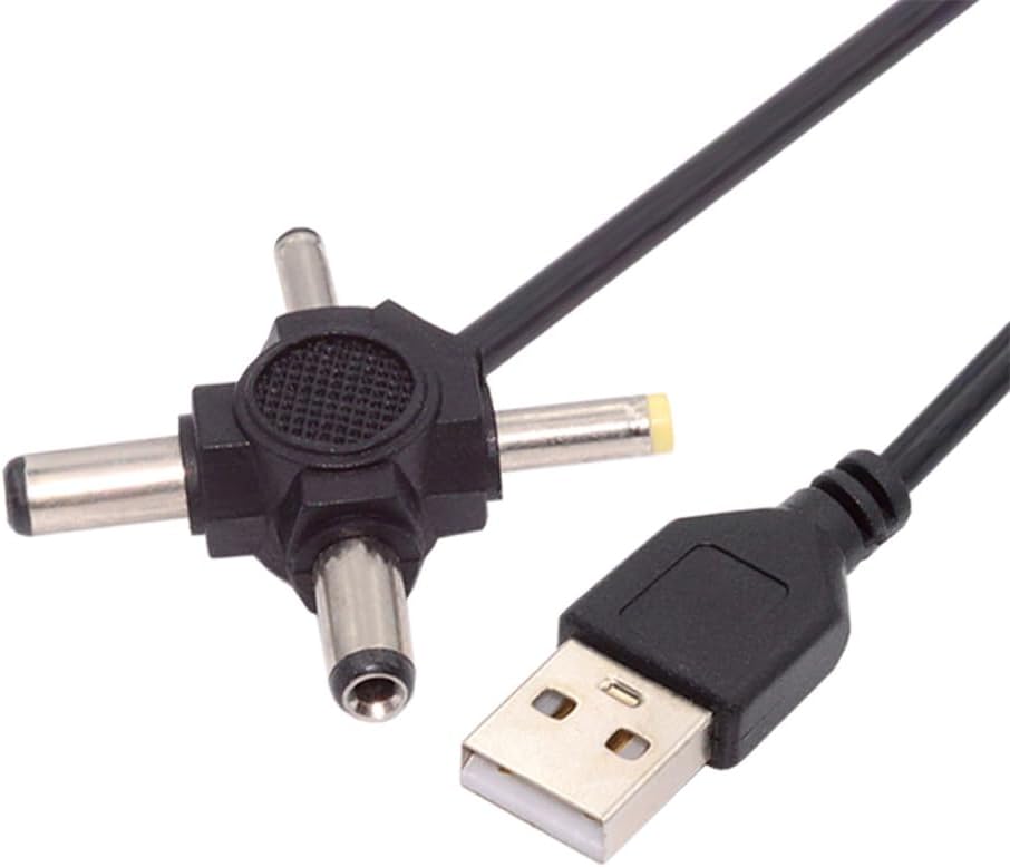 USB 2.0 A Male to 5.5x2.5mm, 5.5x2.1mm, 4.0x1.7mm, 3.5x1.3mm DC Power Plug Barrel Connector Charging Cable 5V