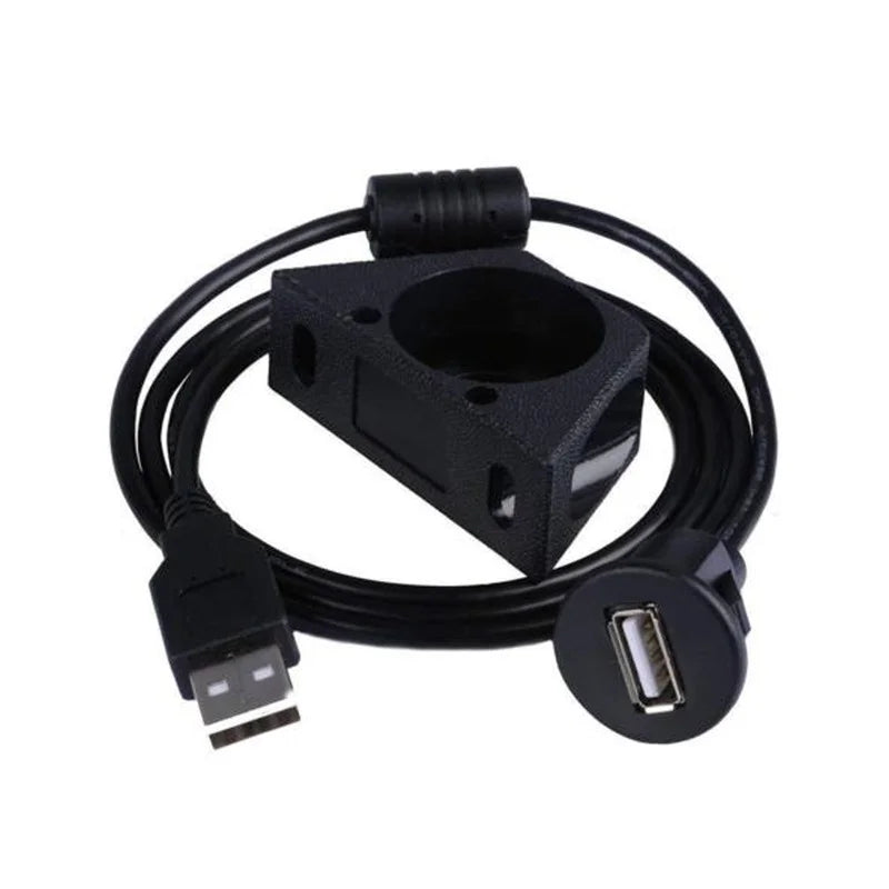 USB 2.0 A Male to Female Flush Mount Extension Cable for Car Truck Boat Motorcycle Dashboard