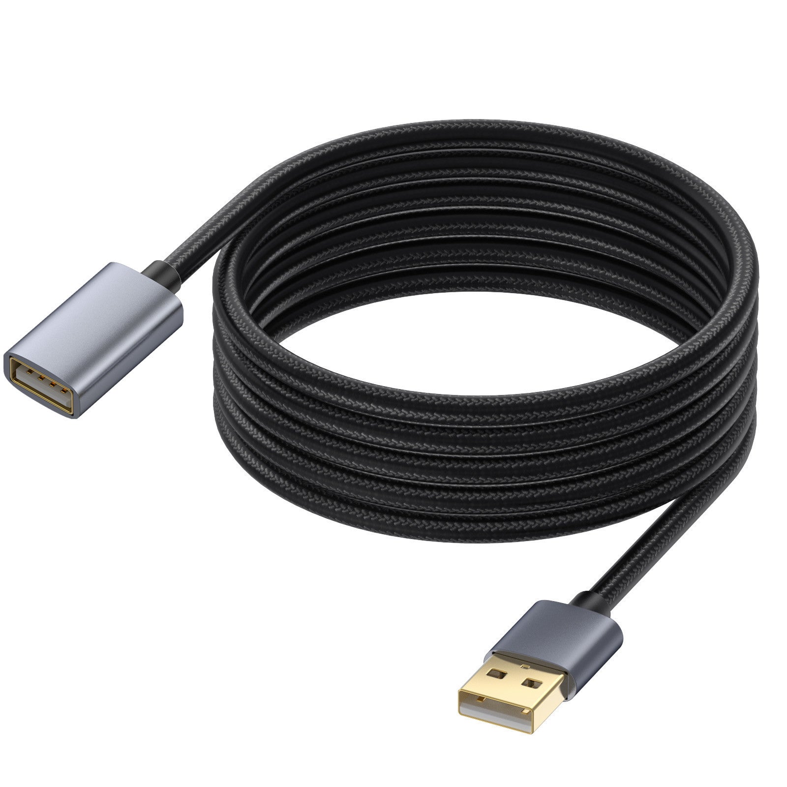 USB Extension Cable, Type A Male to A Female Nylon Braided USB 2.0 Data Transfer Extender Cable