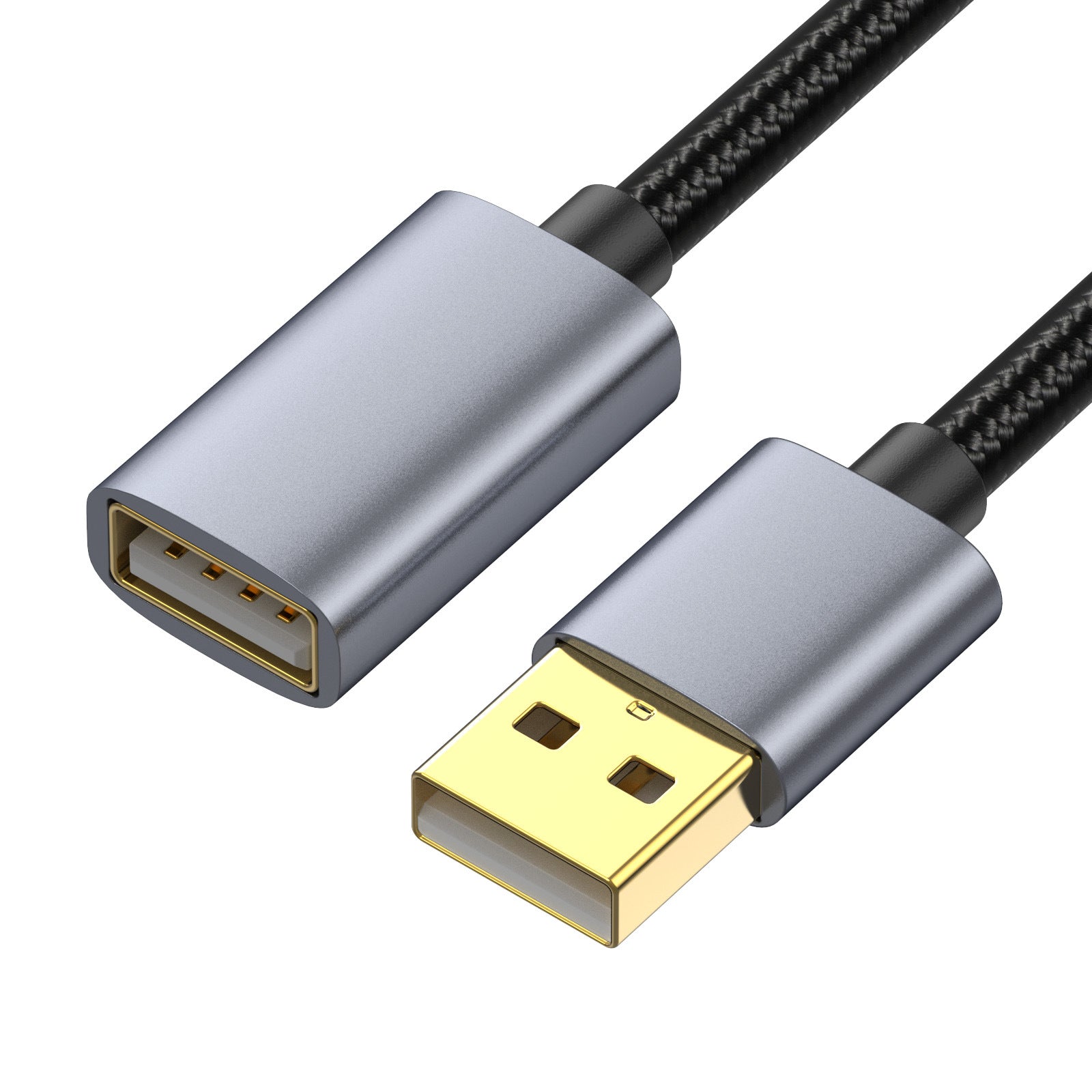 USB Extension Cable, Type A Male to A Female Nylon Braided USB 2.0 Data Transfer Extender Cable