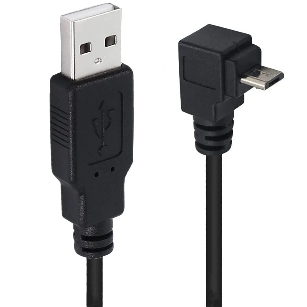 Micro 5Pin Male to USB 2.0 A Male Data Charging Coiled Cable | Up Angle