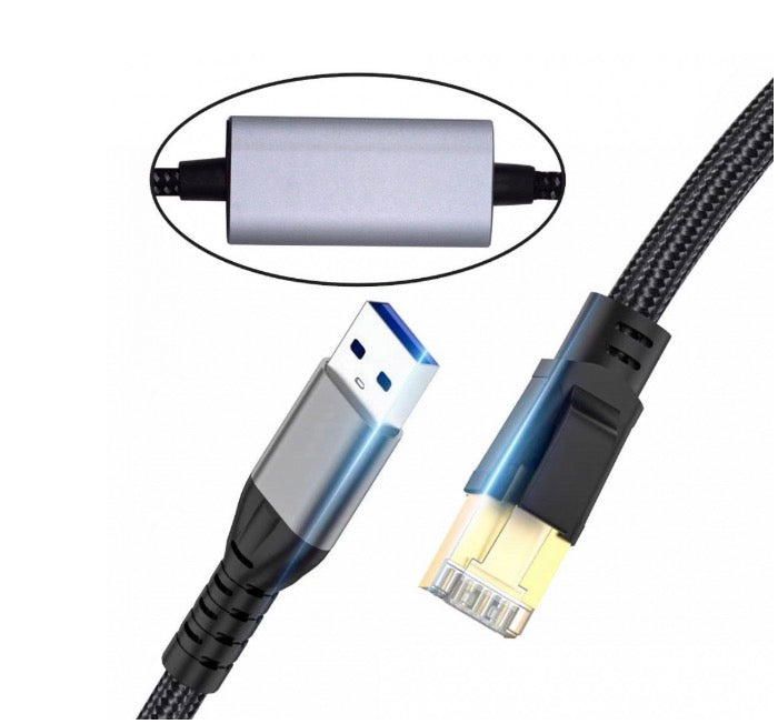 USB 3.0 Type A Male to RJ45 Male 1000Mbps Gigabit Lan Network Cable