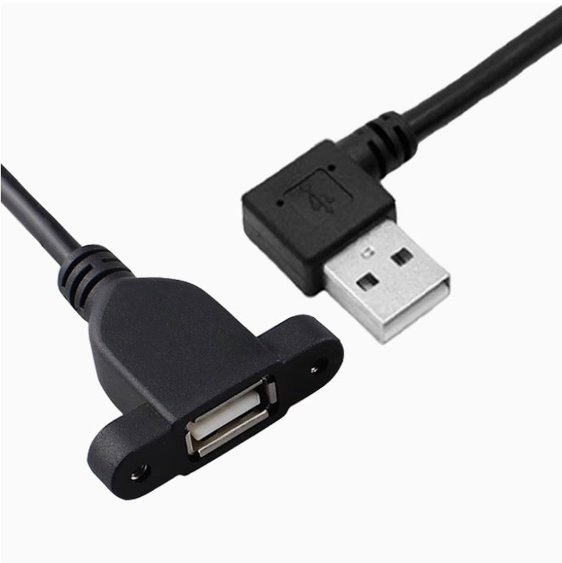 USB 2.0 A Extension Cable, Type A Male to Female Panel Mount Cable