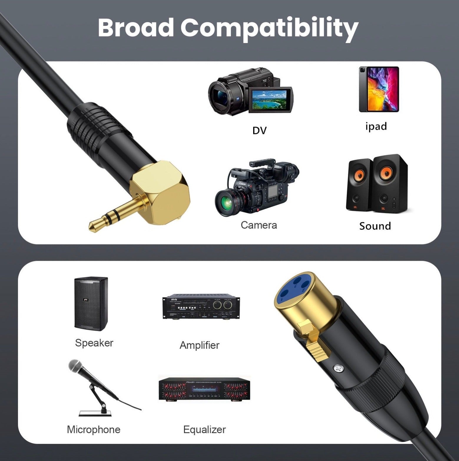 3.5mm to XLR Audio Cable | 3.5mm (1/8 Inch) TRS Stereo Male to XLR 3Pin Female Microphone Interconnect Extension Cable