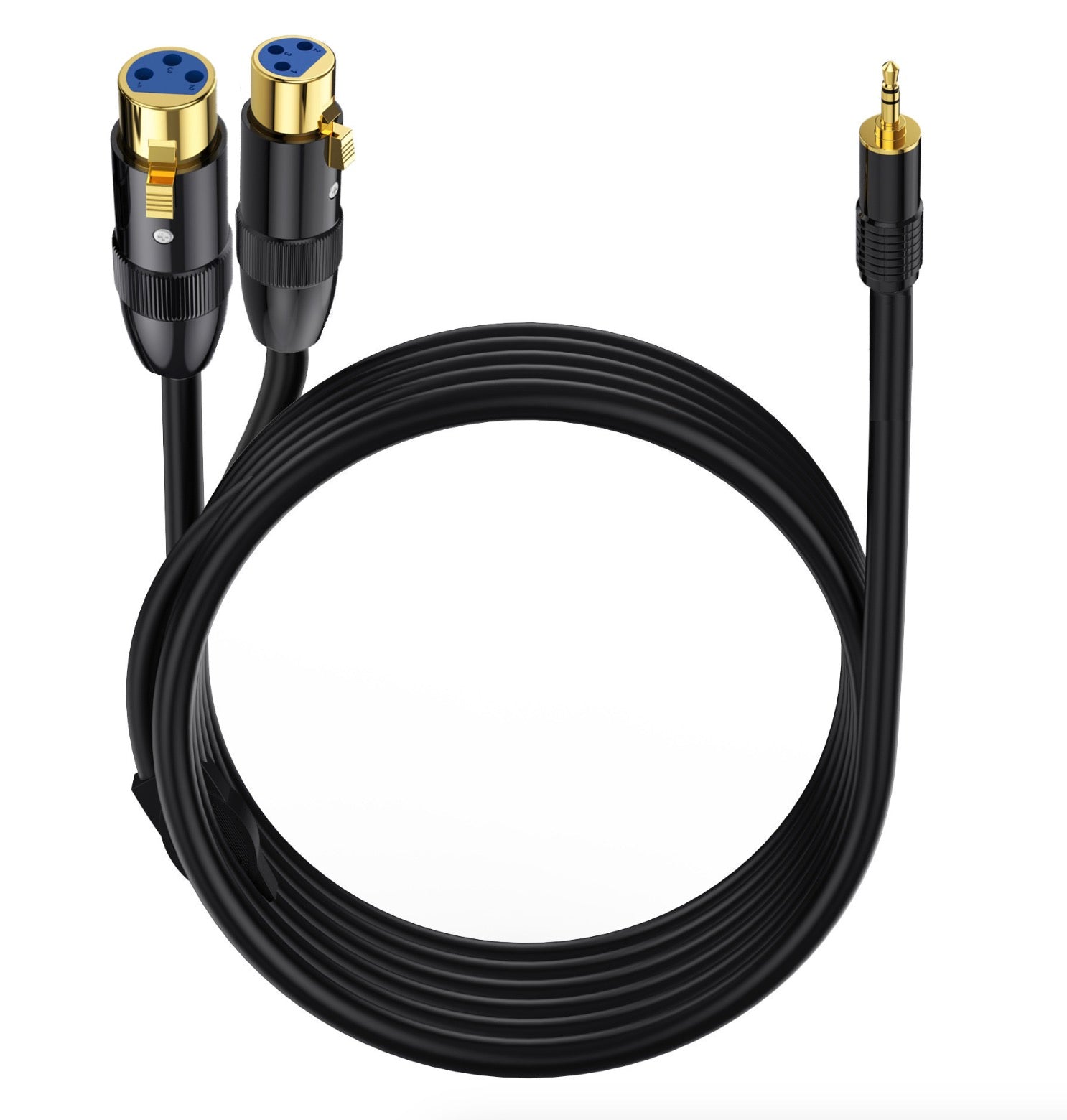 3.5mm TRS 1/8 Inch Male to Dual XLR Female Unbalanced Interconnection Audio Cable Y Splitter