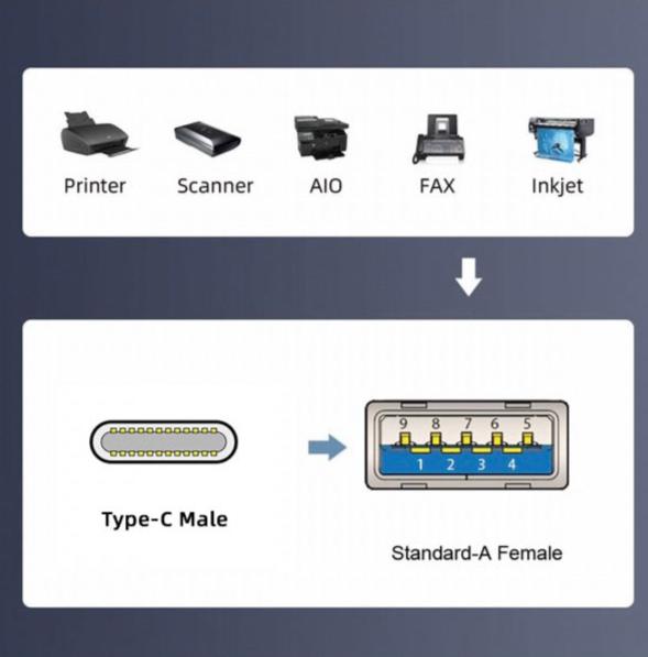 USB C Male to USB 3.0 A Female External Hard Drive Coiled Cable