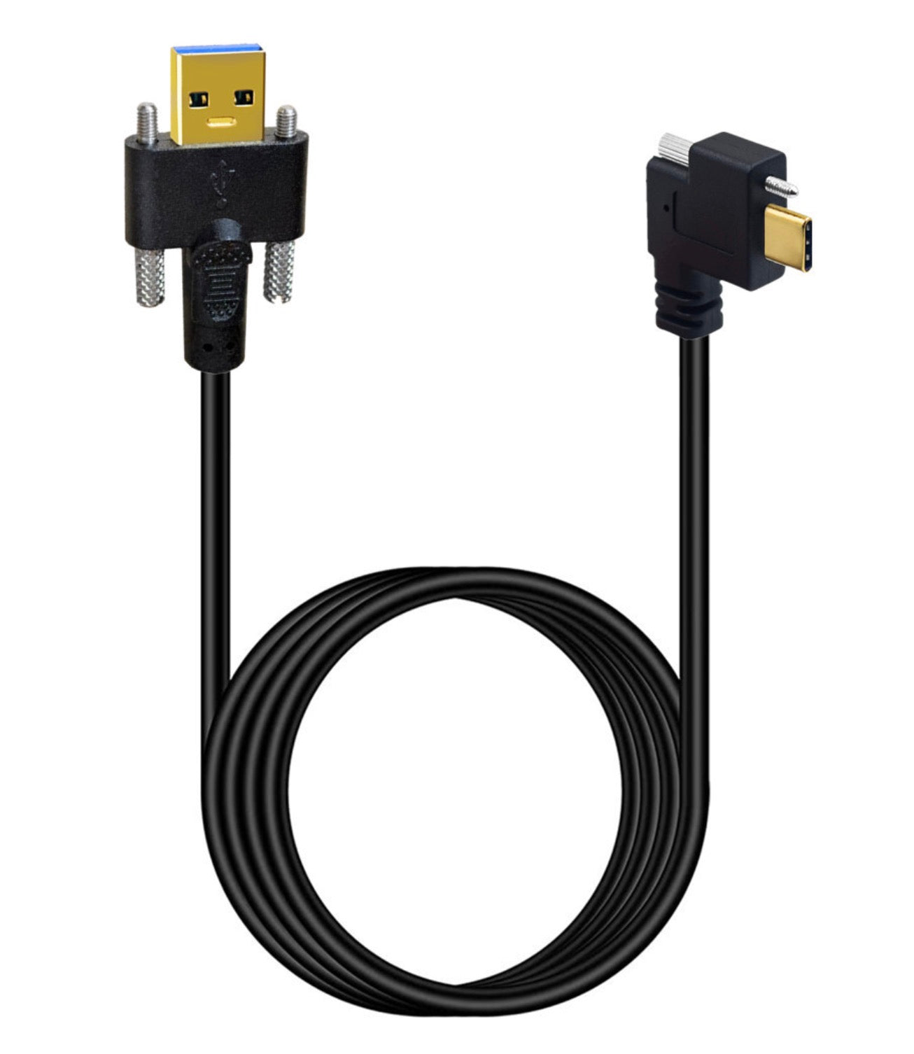 USB C to USB 3.0 Dual Screws Locking Cable, Type C to Standard USB A Data Charging Connector