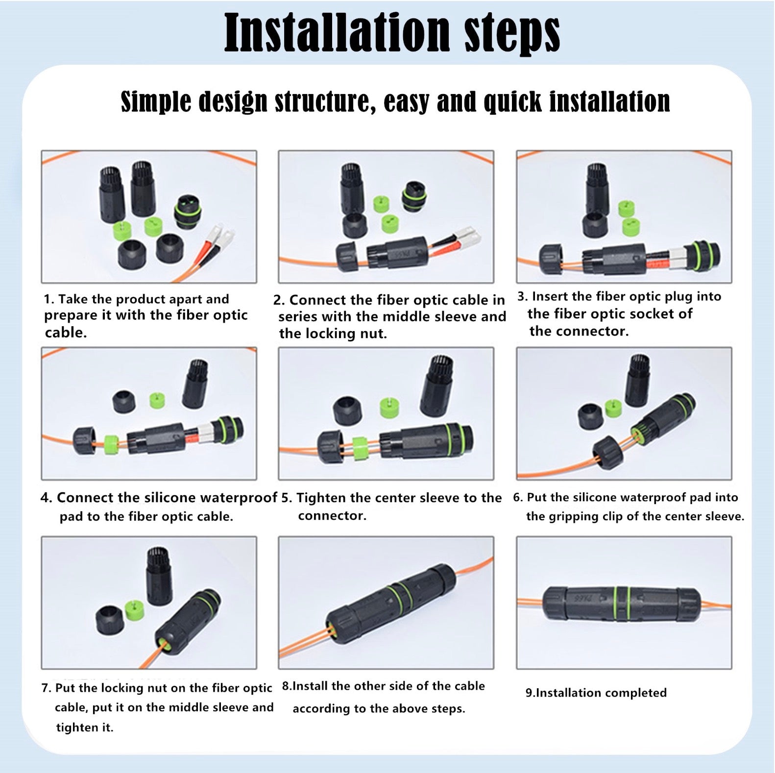 IP68 Waterproof Fiber Optical Coupler, SC-SC Mono Outdoor Connector for Optic Network Lan Patch Panel