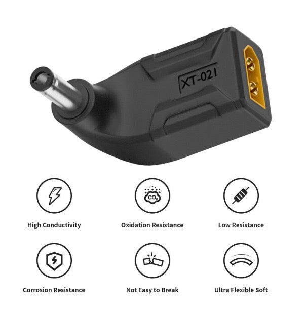 XT60 Male SC100 Protocol to DC 5.5x2.1mm Male Fast Charging Angled Vertical Adapter