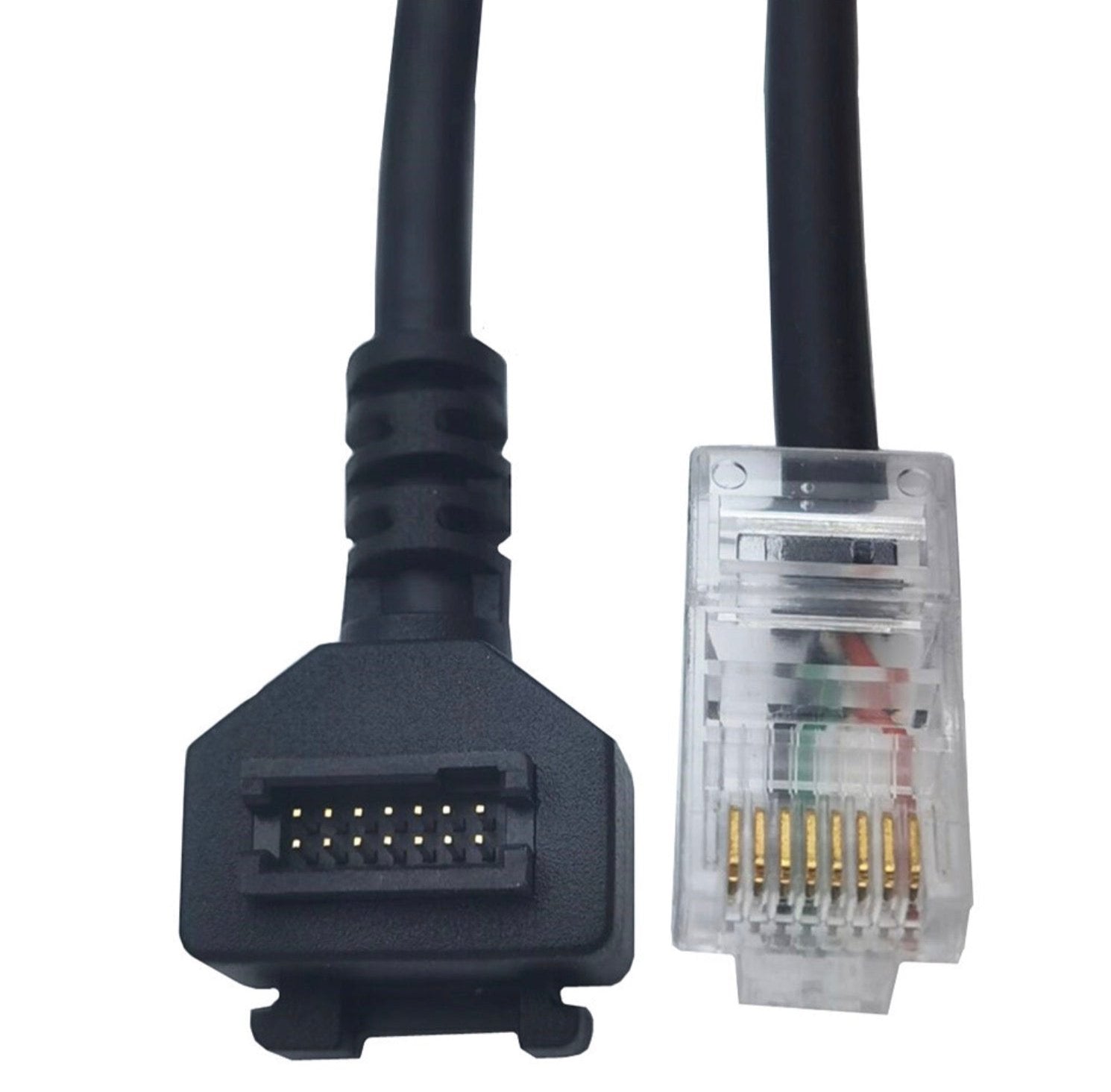 RJ45 8P8C Male to 14Pin Pitch 1.27 IDC Scanner Coiled Cable for VeriFone VX810