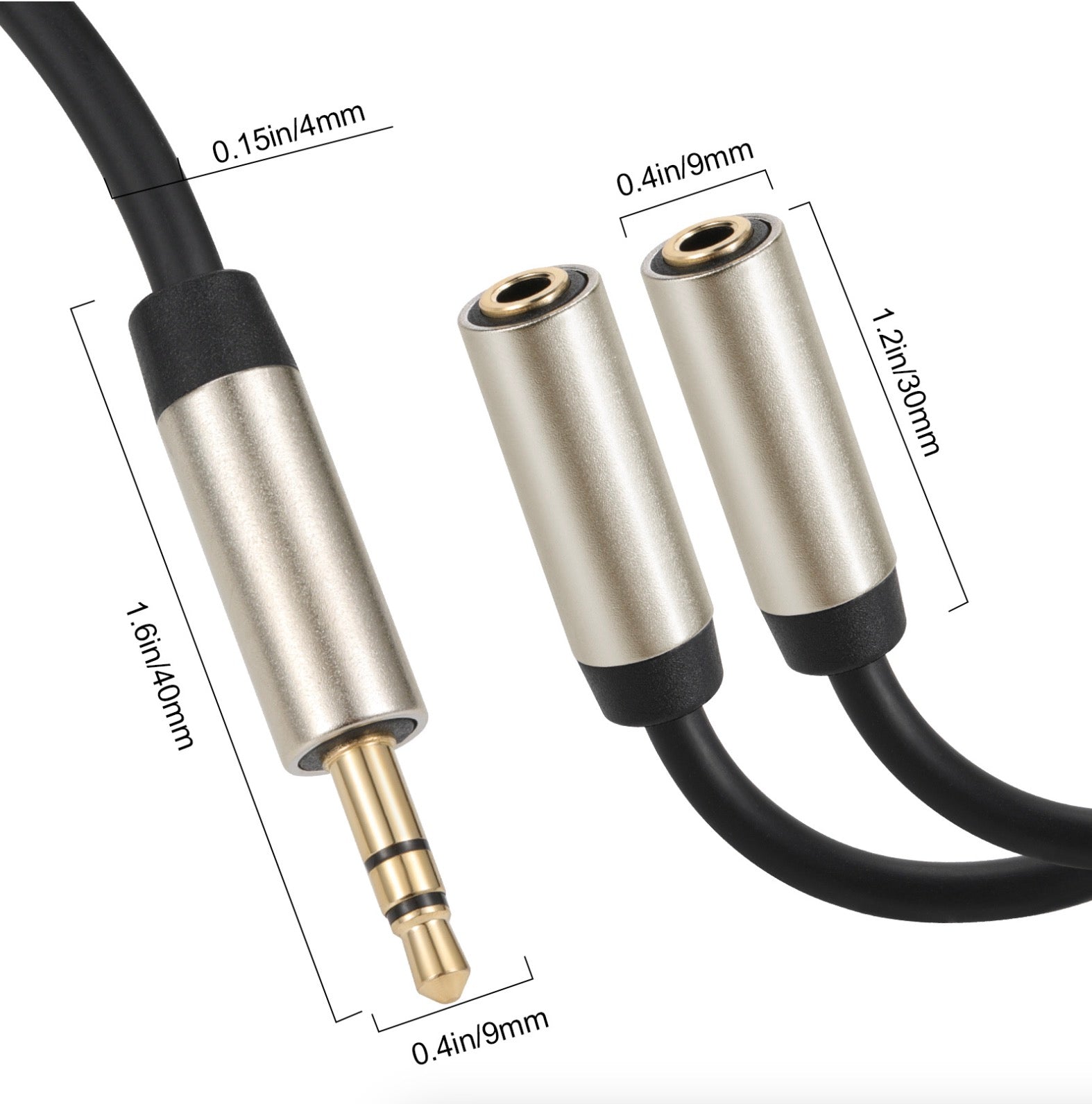 3.5mm Audio Stereo Y Splitter, 1/8 inch TRS Male to Dual 1/8 inch TRS Female Aux Extension Cable