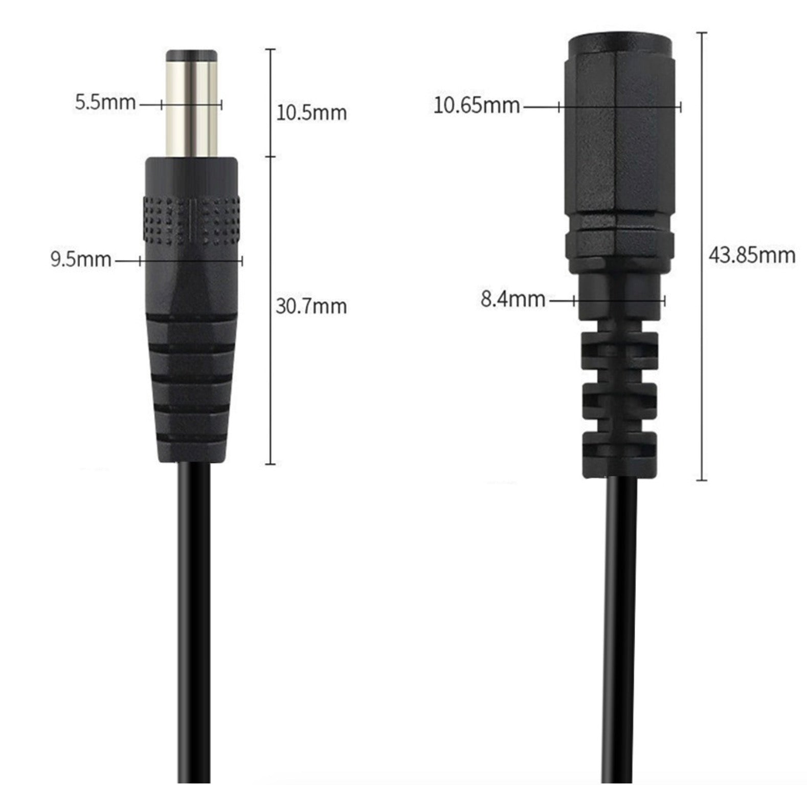 5.5 x 2.1mm Male DC Power Terminal Connector Cable for Led Strip CCTV Security Camera