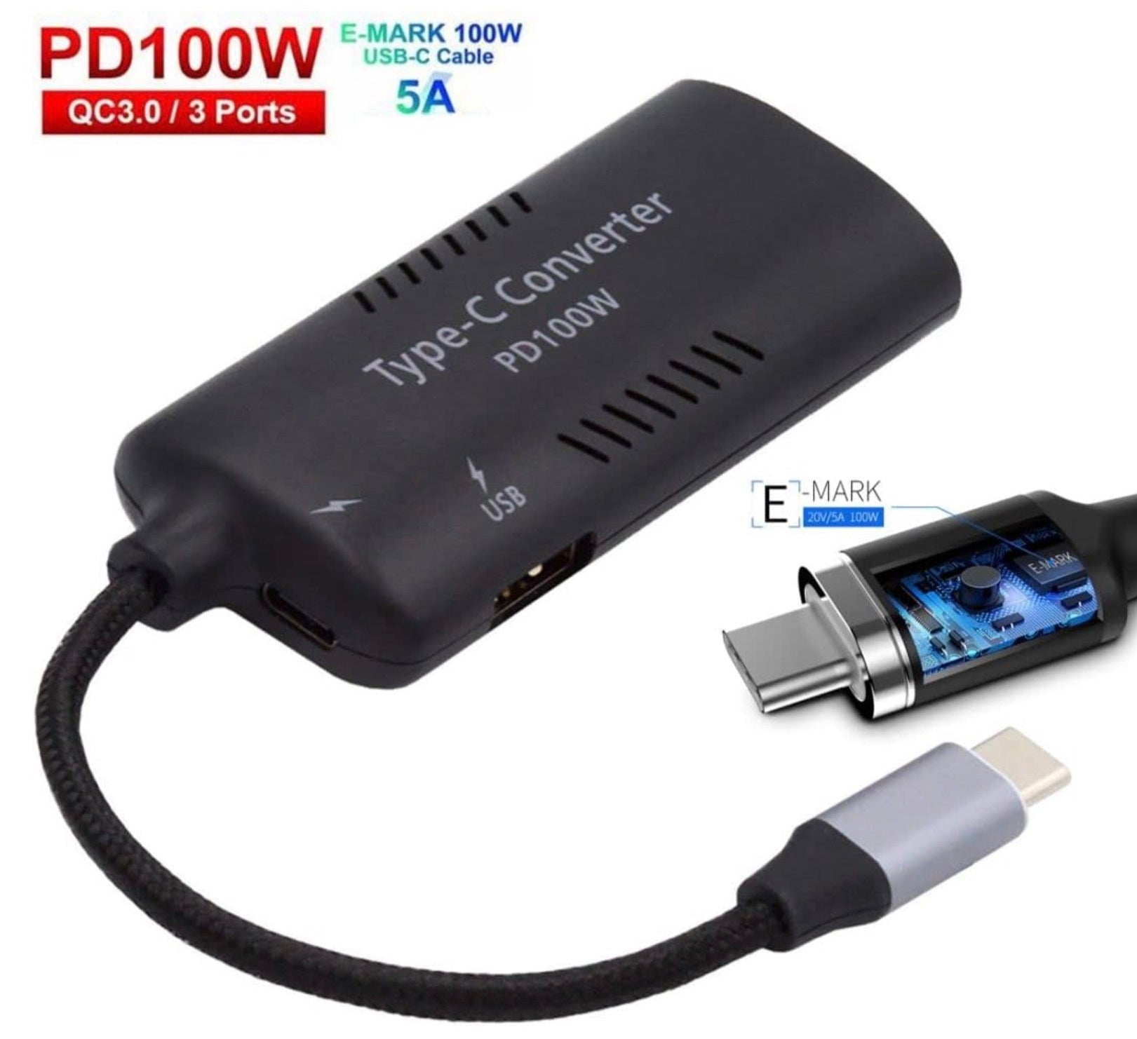 USB C Power Converter, DC 5.5x2.1mm Input to Type C 100W PD Emulator Trigger Charging Cable