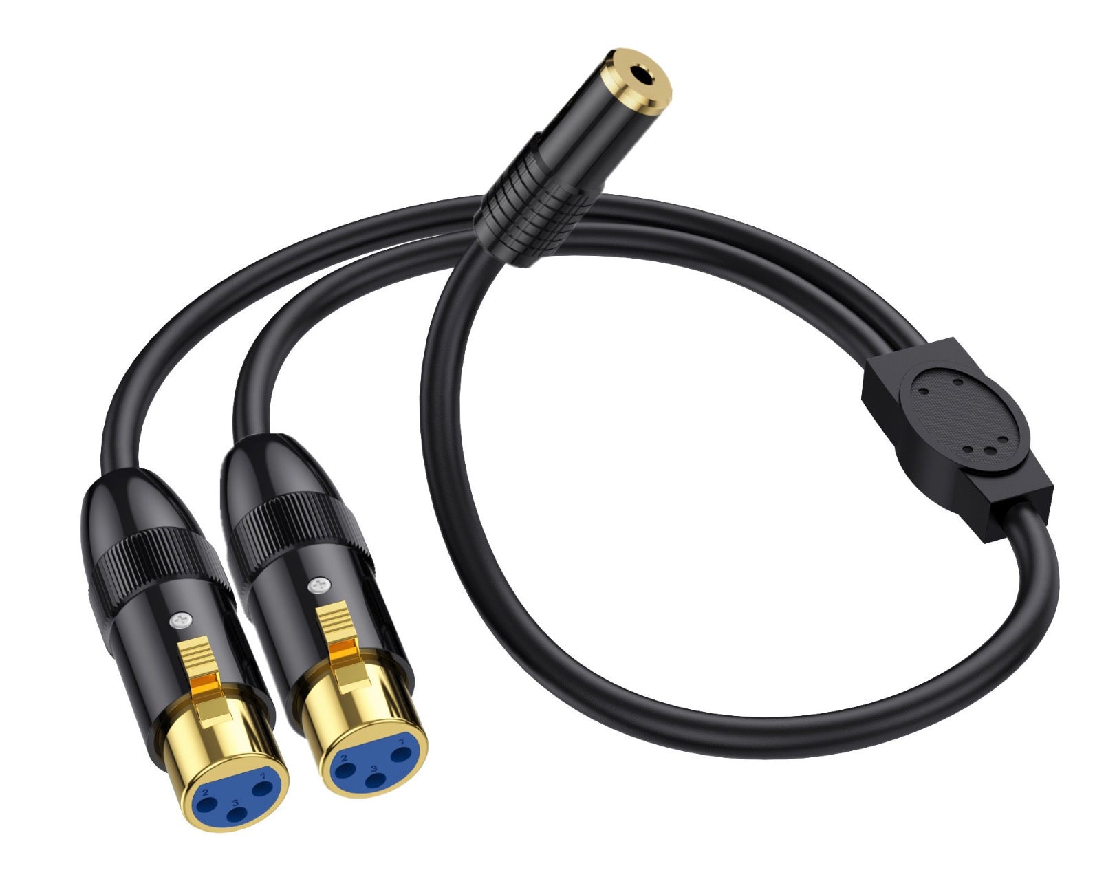 3.5mm 1/8 Inch TRS Female to Dual XLR Female Unbalanced Interconnection Cable for Microphone, Sound Card, Camcorder