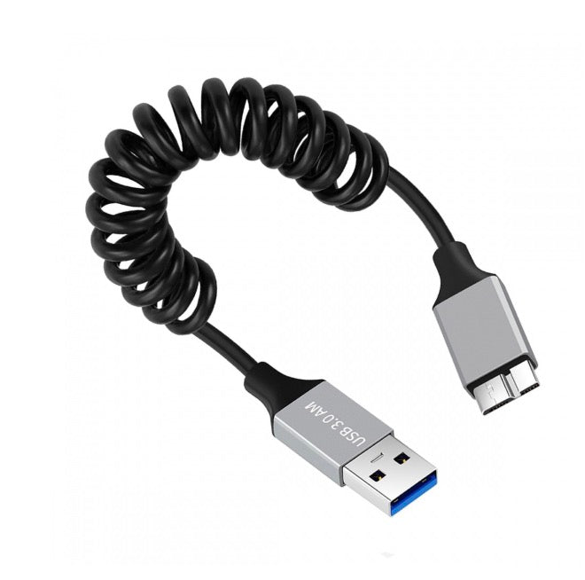 USB 3.0 Type A Male to Micro B External Hard Drive Coiled Cable