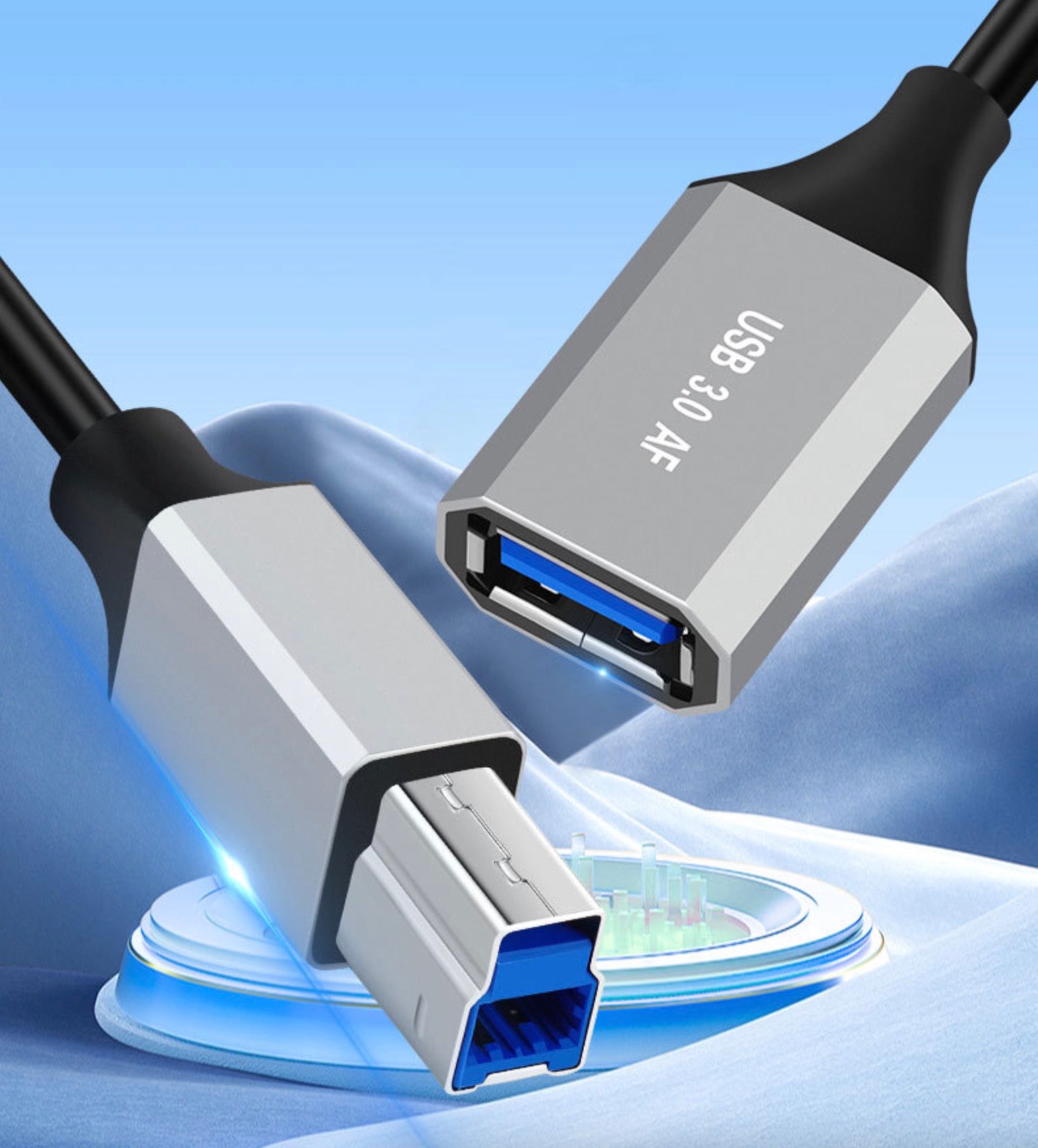 USB 3.0 Type A Female to Type B Male Data Charging Extension Cable