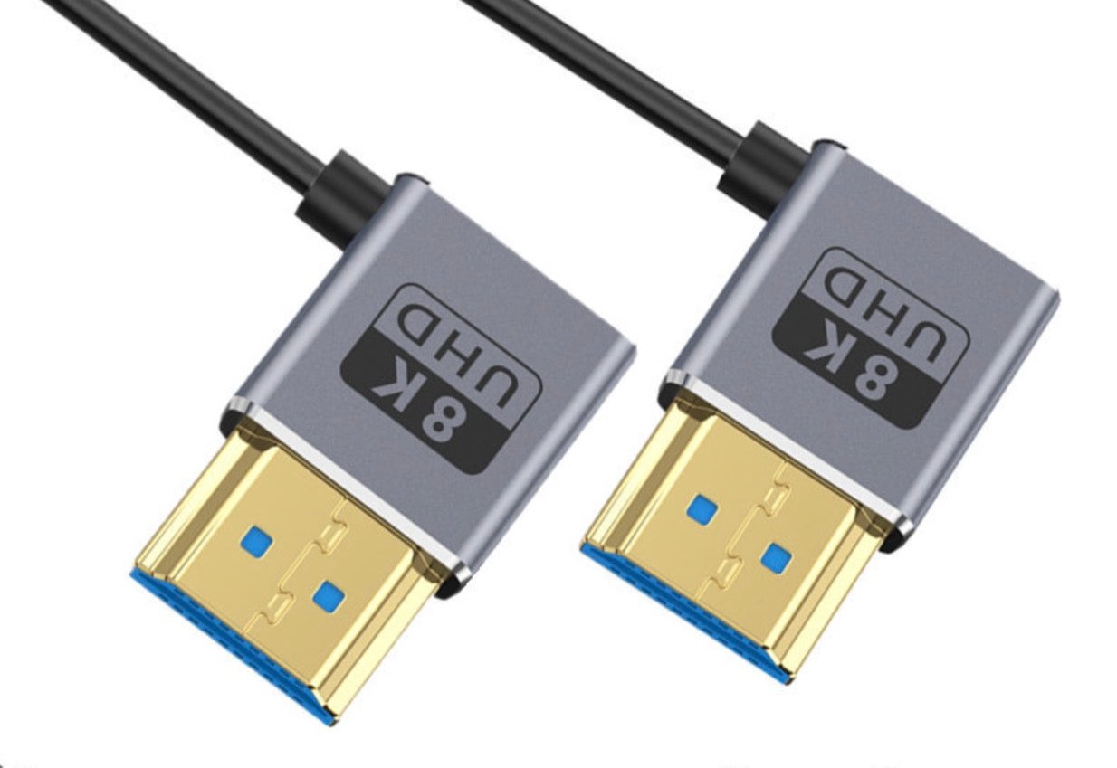 Ultra Thin HDMI 2.1 Coiled Coaxial Cable, Male to Male Flexible Cord | 8K@60Hz | Left to Left