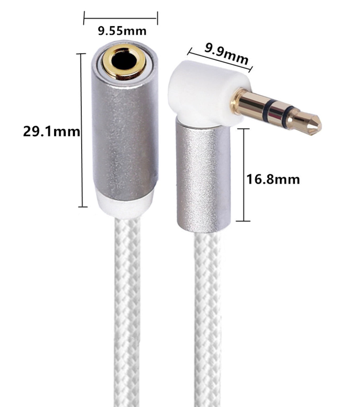 3.5mm Headphone Audio Extension Cable | 3.5mm 3Pole Male to Female Aux Audio Angled Cable