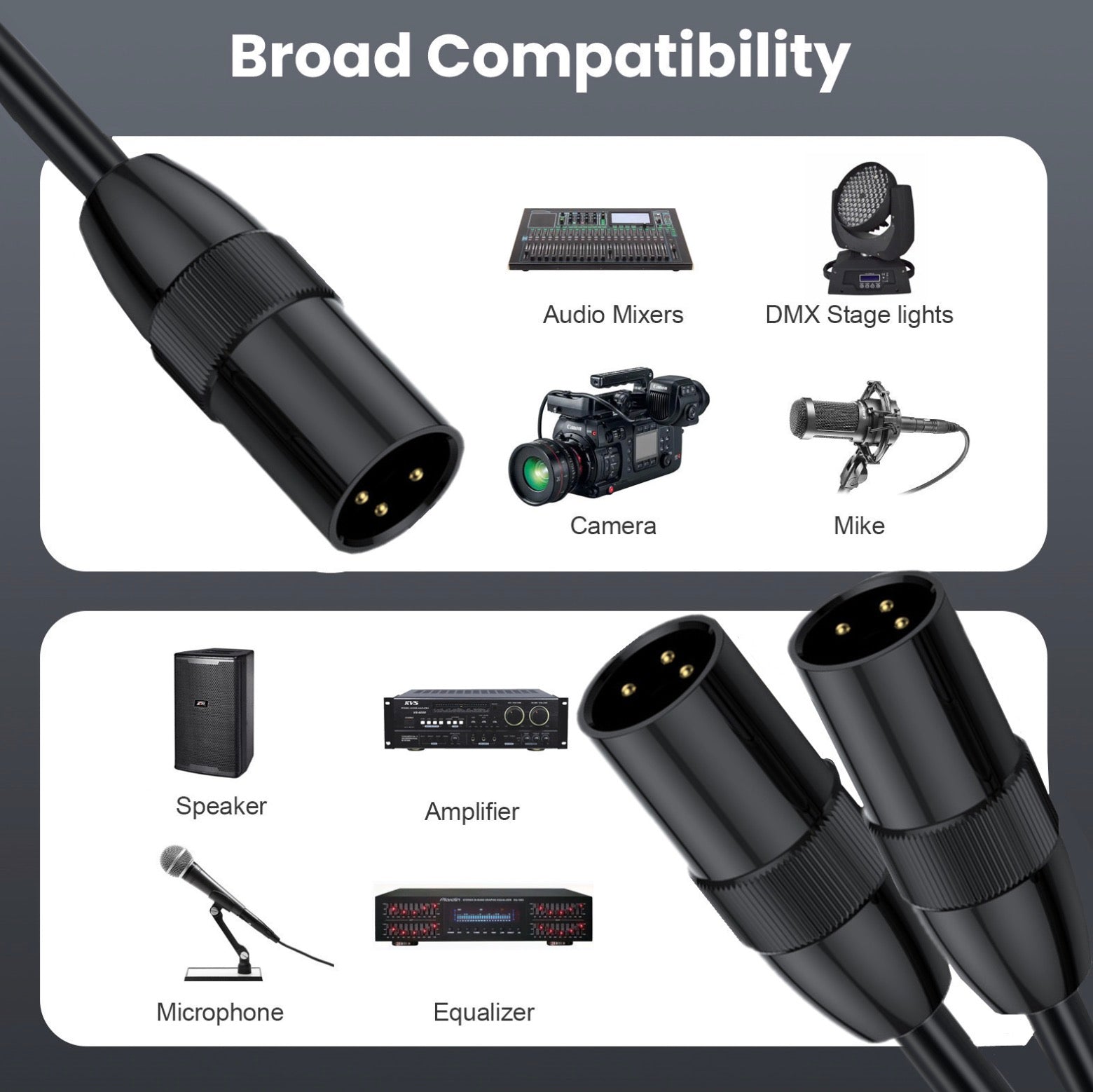 XLR 3Pin Y Splitter | XLR Male to Dual XLR Male Cable Balanced Microphone Audio Connector