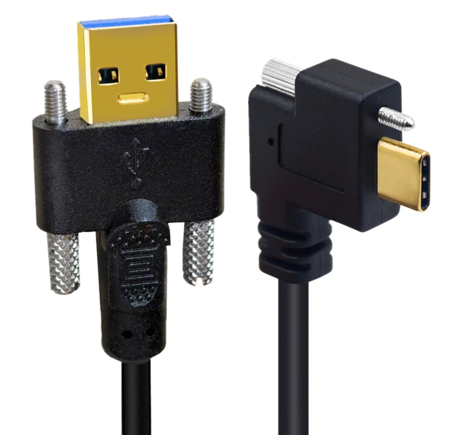 USB C to USB 3.0 Dual Screws Locking Cable, Type C to Standard USB A Data Charging Connector