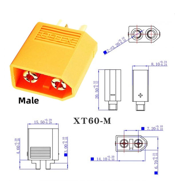 XT60 Male SC100 Protocol to DC 5.5x2.5mm Male Fast Charging Angled Vertical Adapter