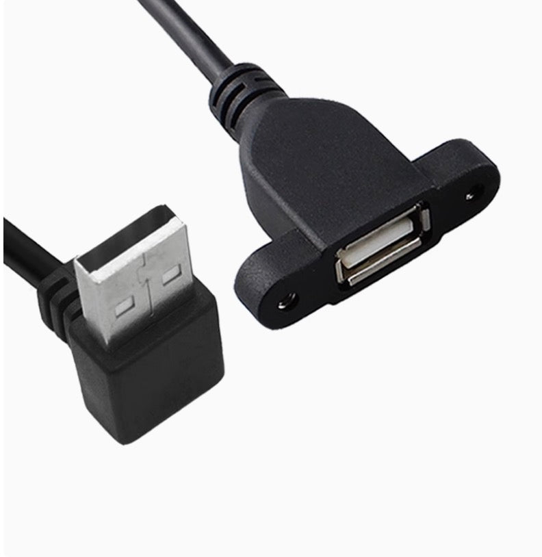 USB 2.0 A Extension Cable, Type A Male to Female Panel Mount Cable