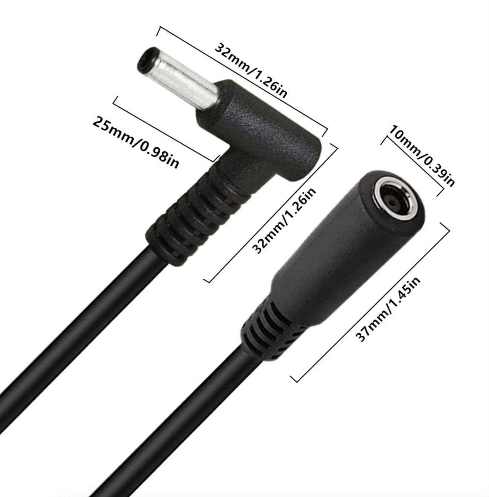 4.5mm x 3.0mm Elbow Male to 4.5mm x 3.0mm Female Adapter HP DC Power Extension Cable