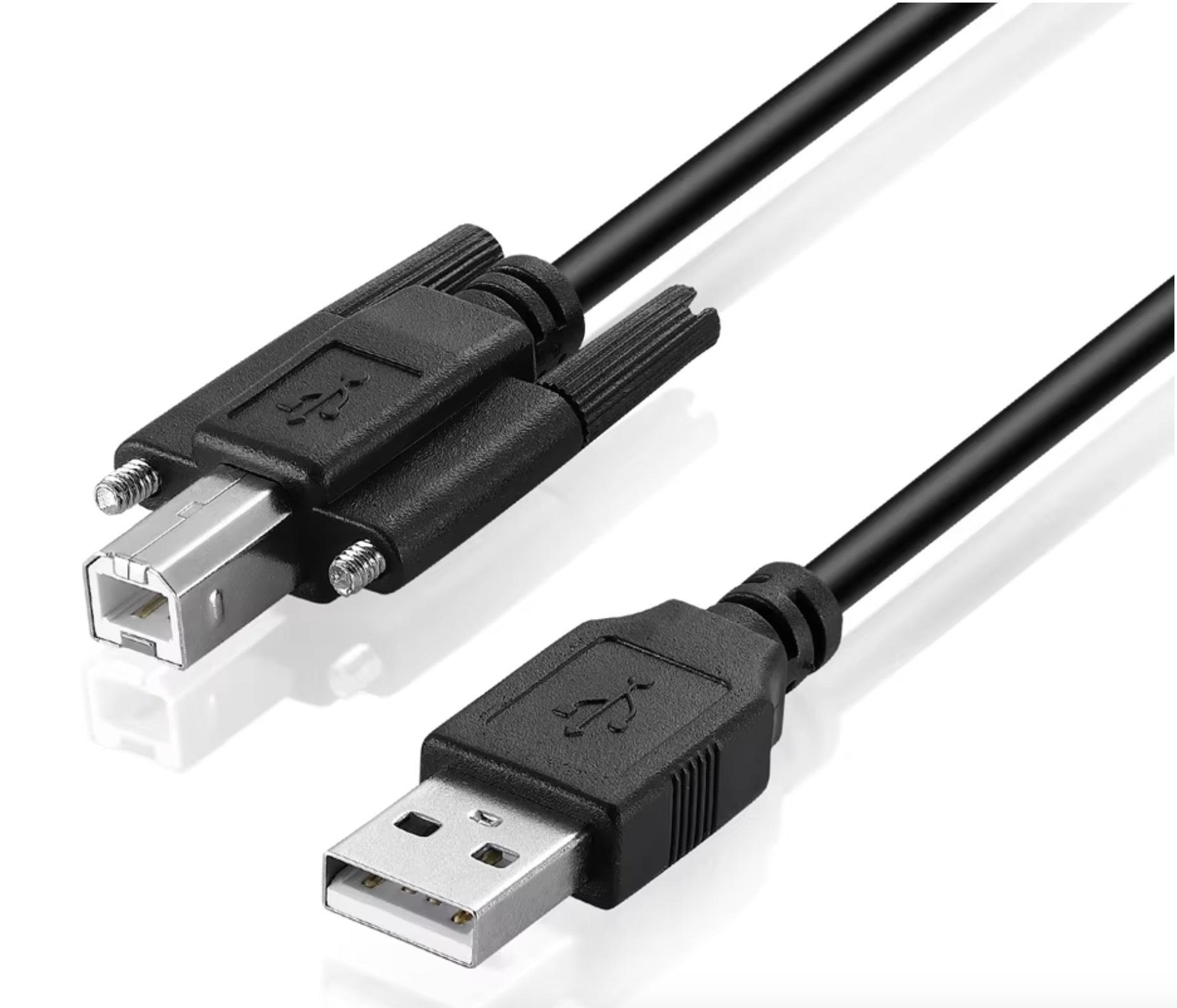 USB 2.0 Printer Cable, USB A Male to USB B Male Screw Panel Mount Cable