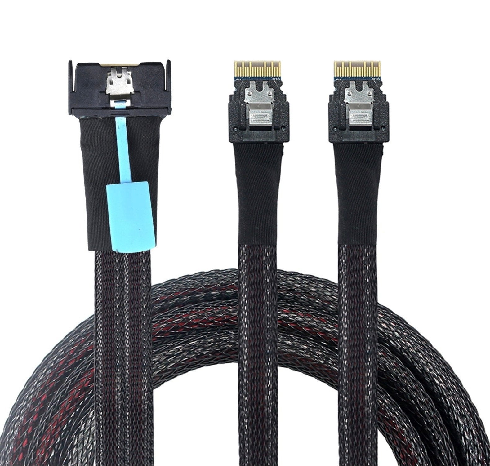 PCIE Gen 5.0 Slimline SAS MCIO 8X 8i 74P to Dual 2 x SFF-8654 4i Server Expansion Data Cable