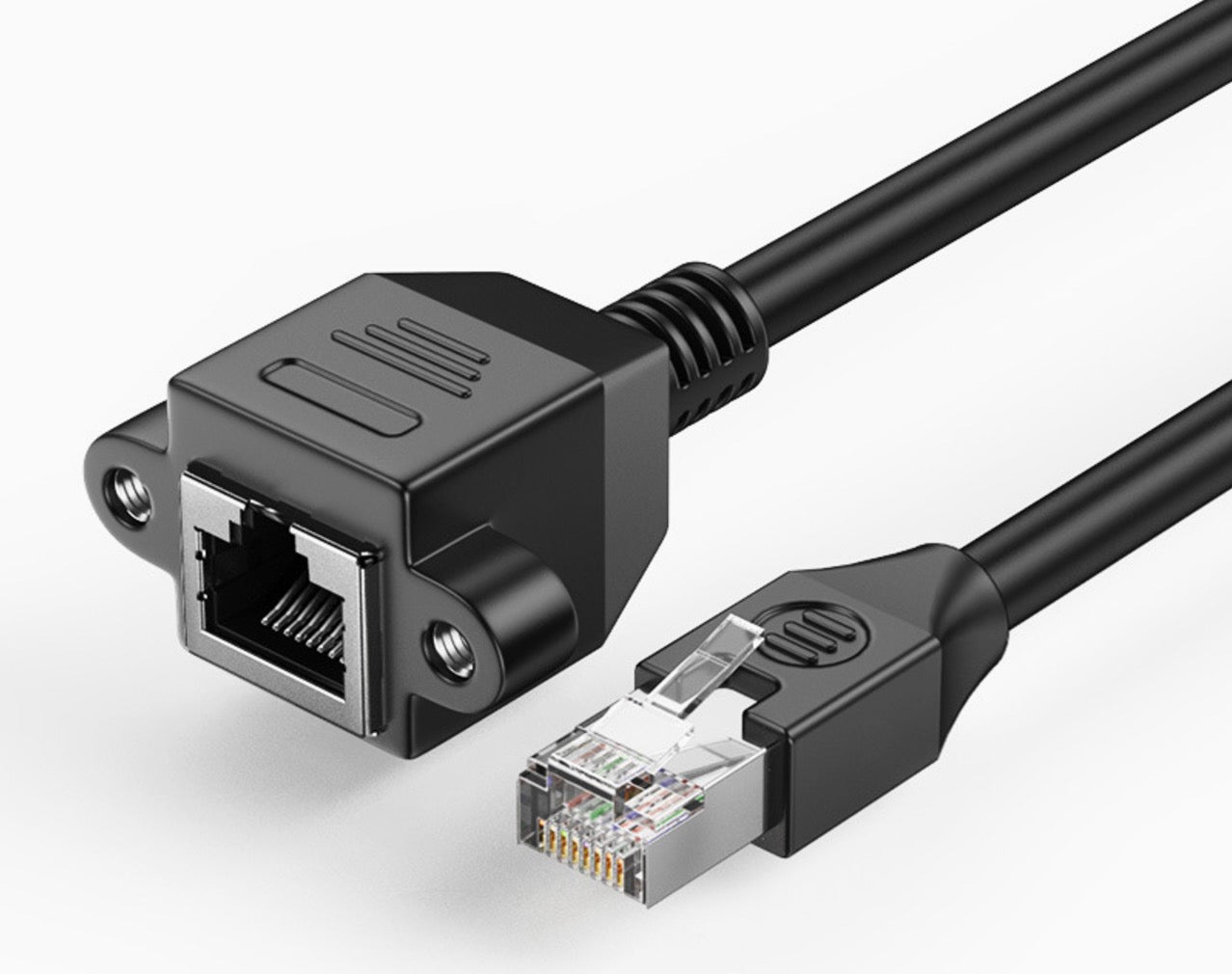 Cat 6 Panel Mount Cable - RJ45 Male to RJ45 Female Shielded Ethernet Network Connector